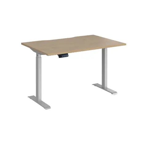 Elev8 Contract Straight Sit-Stand Desk - 1200 - Silver - Kendal Oak